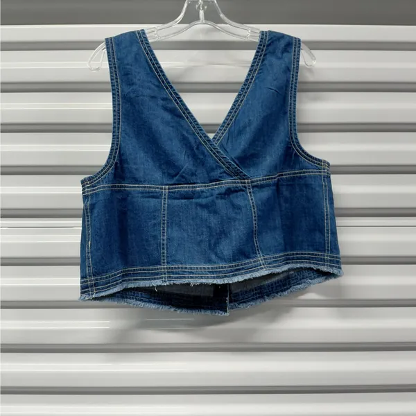 Anthropologie Pilcro Women Denim Vest Top Large Festival Western Coastal Cowgirl - Image 4