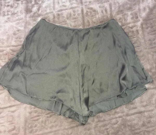 Sage Green Satin Shorts - Image 2