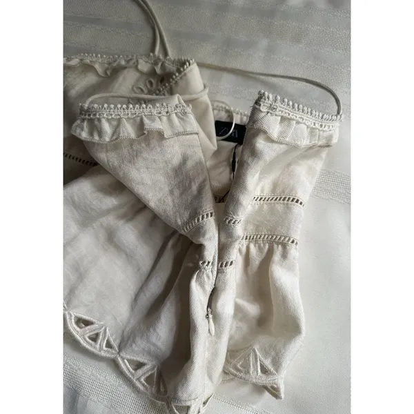Zara Embroidered Peplum Top Beige/ Cream Size S New with Tags Women’s - Image 12