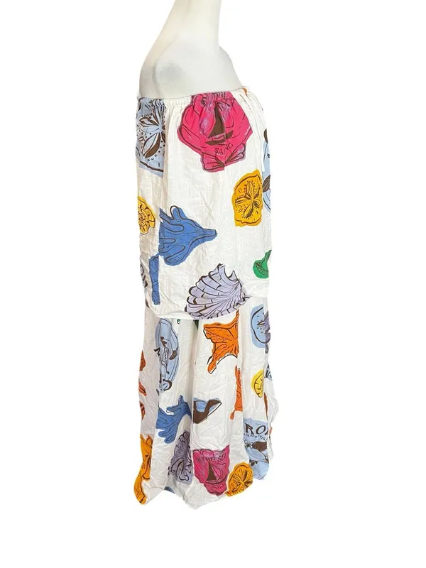 Sabo Skirt Coastal Print Strapless Cotton Maxi Dress Resort NWOT Small - Image 3