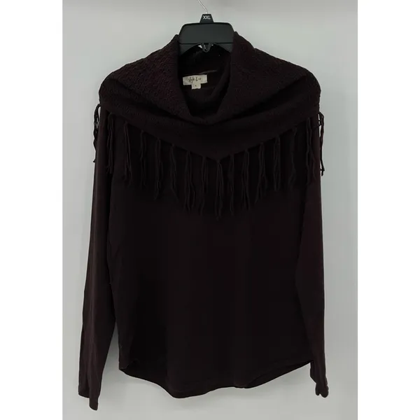 Style‎ & Co Women's Fringe Cowl-Neck Sweater Small, Dark Chocolate NWT (A88) - Image 2