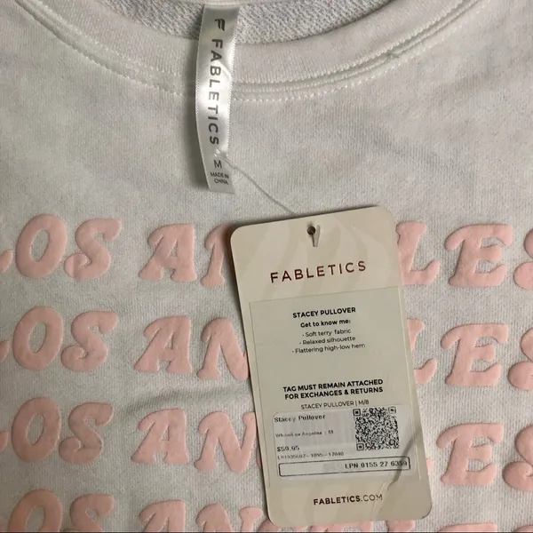 Fabletics White Pink Sweatshirt Size Med NWT - Image 4