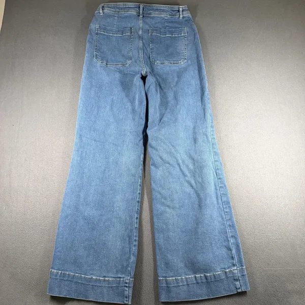 Avec Les Filles Wide Leg Jeans Womens 30 Blue Med Wash High Rise Stretch Denim - Image 12