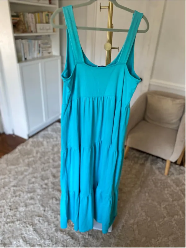 Crown & Ivy Cotton Maxi Dress Tiered Sleeveless Coastal Cottagecore Quiet Luxury - Image 3
