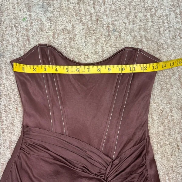 Zara Brown Satin Corset w/Mock Wrap Attached Skirt Sold Out Size Medium. H46 - Image 10