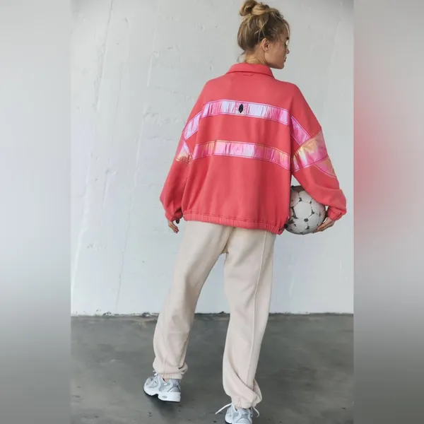 NWT Free People Movement Away We Go Half Zip in Hibiscus $128 MSRP - Image 5