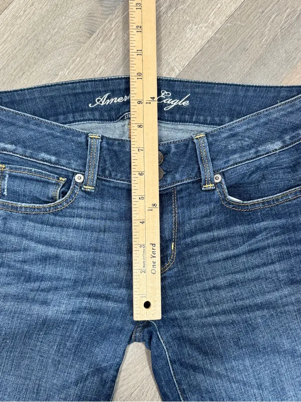 American Eagle Artist Low Rise Crop Stretch Jeans‎ Blue 6 Retro Capri Y2K - Image 10