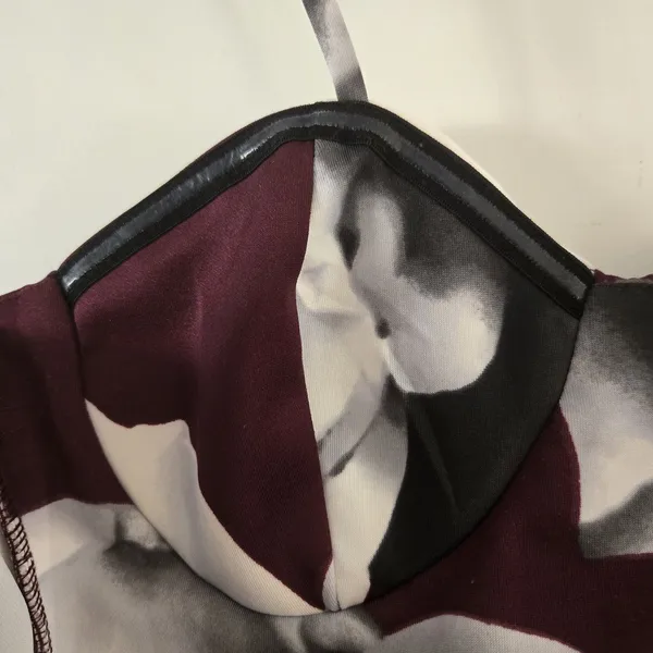 Venus Bodycon Dress Small Burgundy Floral Bustier Midi Stretch Party Cocktail - Image 7