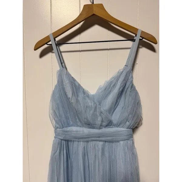 Lulus‎ Baby Blue Tulle Bridesmaid Formal Evening Gown XS - Image 3