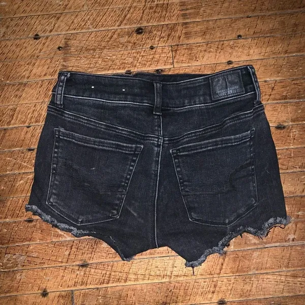 American Eagle black hi-rise shortie size 2 cutoff shorts - Image 3