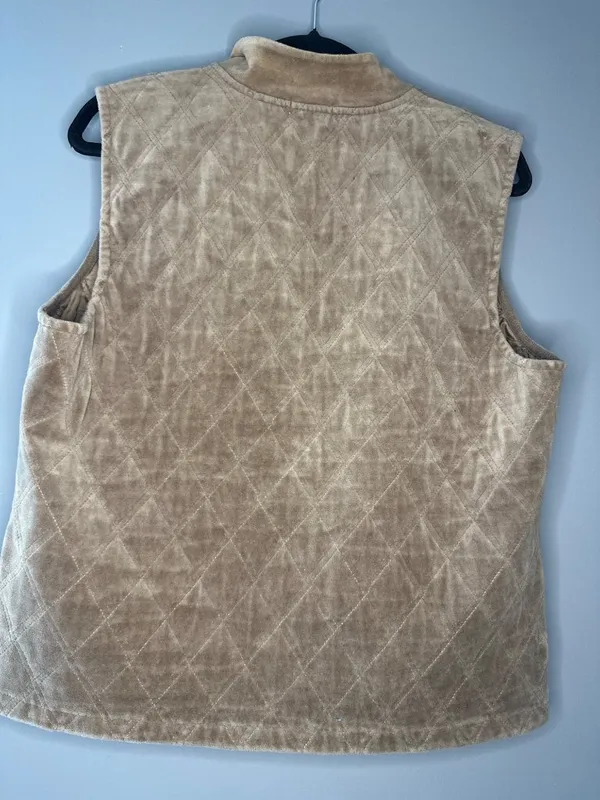 Liz & Co Womens L Quilted Velour Vest Snap Front Equestrian Cottagecore Western - Image 4