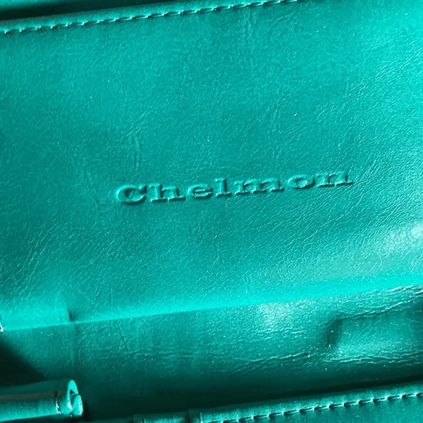 Chelmon Teal Leather Wristlet wallet with guitar wide strap zipper pull - Image 4