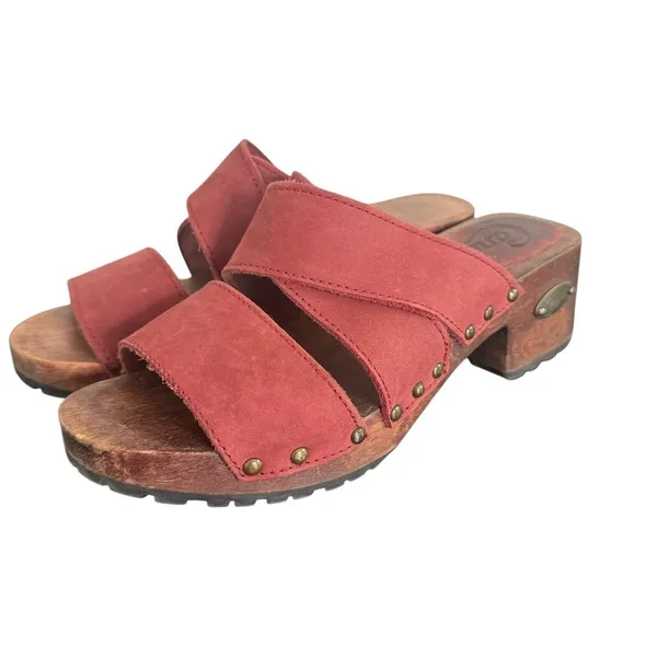 Candies Y2K Red Leather Platform Clogs Womens Size 6 Slide Sandals Lug Soles - Image 10
