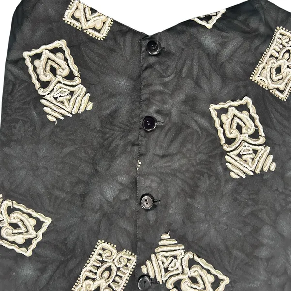 Vtg Creazioni Effeci Vest 90's Boho Whimsical Goth Beaded Med Sequin Black - Image 3