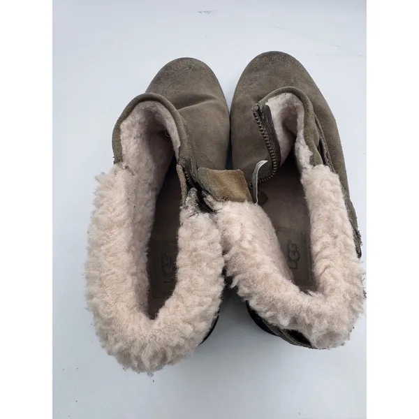 UGG 10 Brown Ankle Boots Women's Suede Shearling‎ Trim Buckle - Image 8
