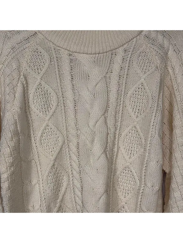 52Seven Women’s Cream Cable Knit Sweater Size Large - Image 2