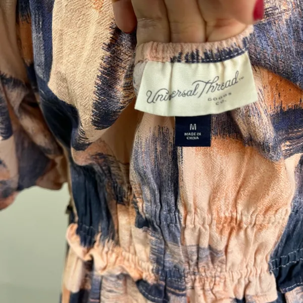 Universal Thread Brushstroke Midi Dress Puff Sleeve‎ Peasant Style Size M - Image 6