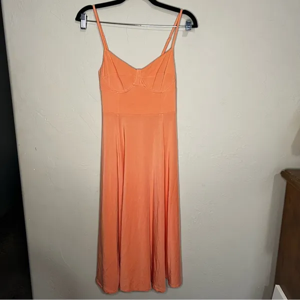 Wilfred Aritzia Montague Balconette Orange Midi‎ Slit Dress - Image 2