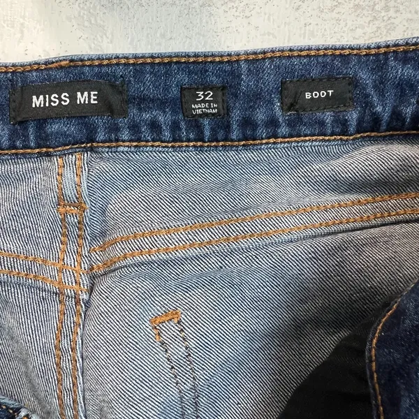Miss Me Boot Jeans Womens 32 Blue Medium Wash Stretch Denim Whiskering NO‎ Bling - Image 10