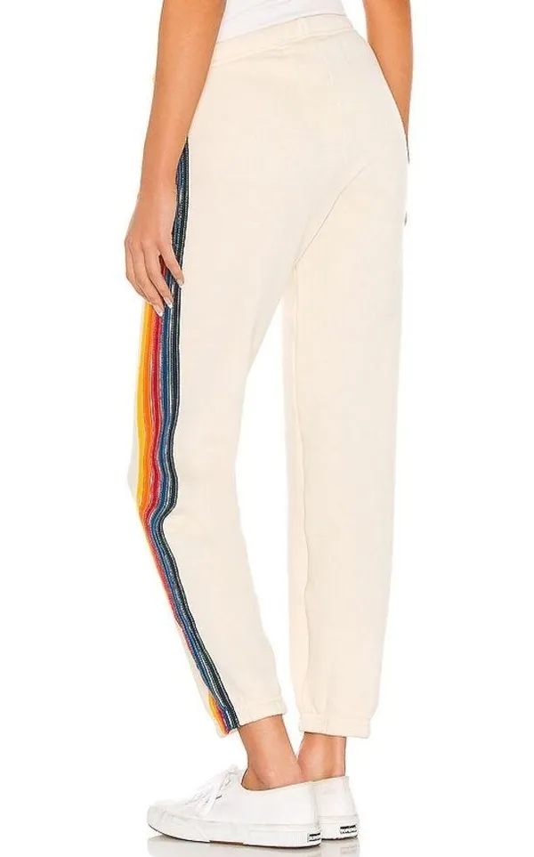 Aviator Nation Cream 5 Stripe Sweatpants - Image 3