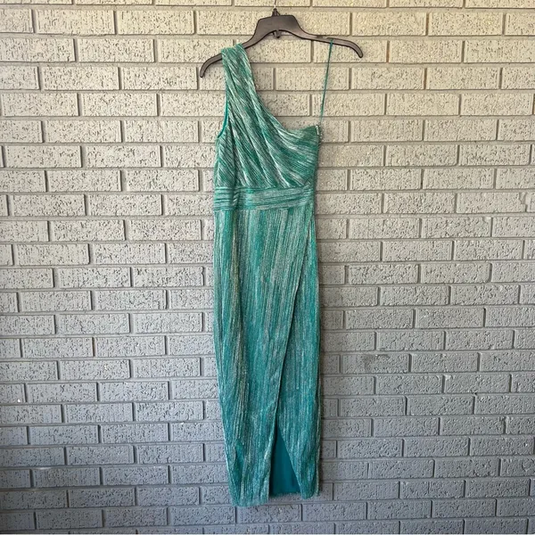 SAYLOR Alorna Midi Dress Metallic Pleat One Shoulder Size XS Homecoming Prom - Image 8