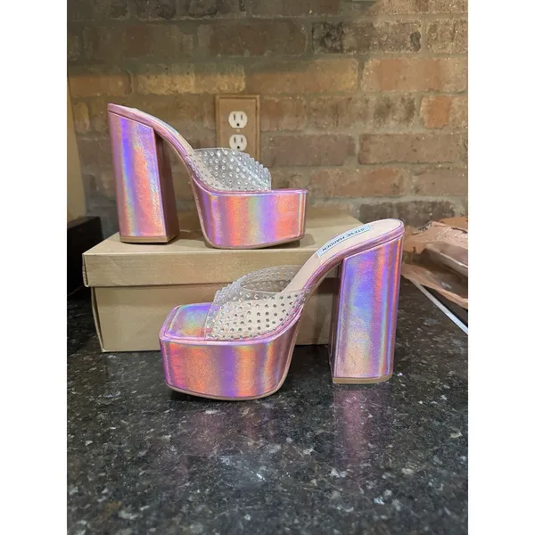 Steve Madden Ruby Heeled SandaI Iridescent RUBY-IRI Women's Size 8.5 Medium - Image 5
