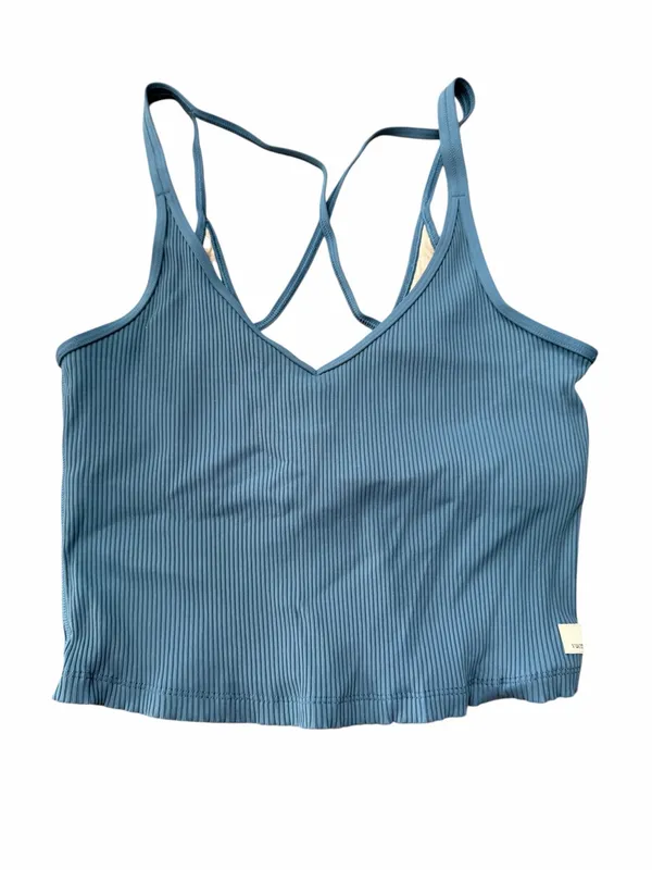 VUORI rib crop tank large pool blue - Image 2