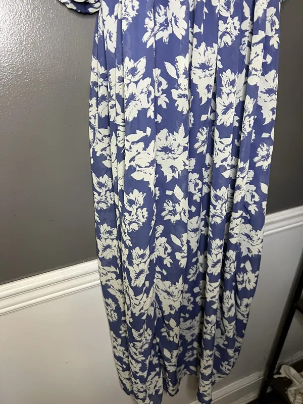 Wallflower Dress Womens Large Blue Floral Square Neck Smocked Maxi Sundress - Image 5