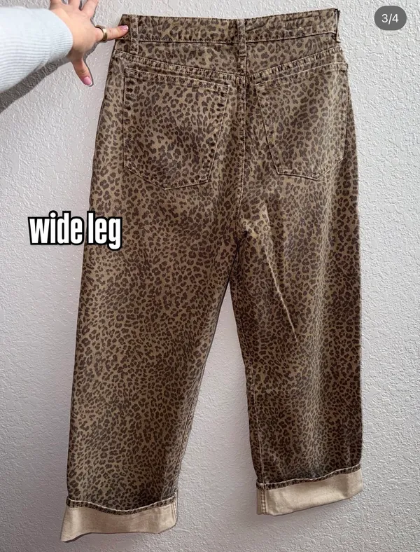 ZARA Leopard Print Jeans Wide-Leg - Image 5
