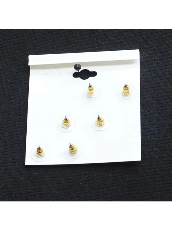 NWT G by Guess 3 Pack Rhinestone Stud Earrings Gold / Clear - Image 2