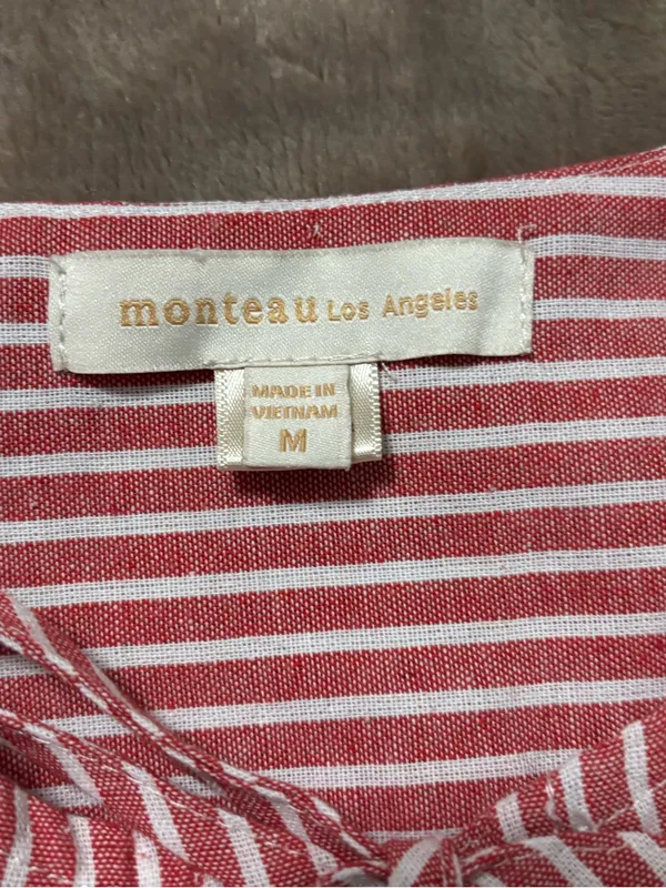 Monteau Dress Women’s Size M Red and White Striped Tie-Neck Top - Image 10