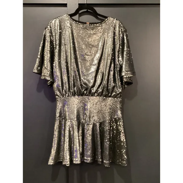 Free People Manuka Sequin Mini Dress Size XS Silver Party NWT - Image 4