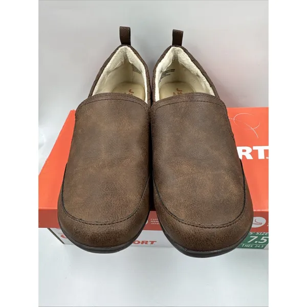 JSport Women's Casual Loafer Slip On Shoes Flats Faux Fur Lined Brown Size 7.5 - Image 2