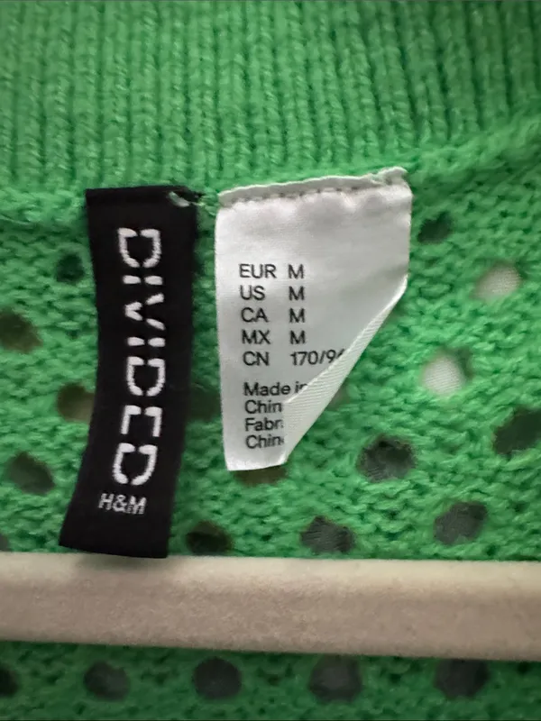 H&M Green Open-Knit Polo Short-Sleeve Sweater - Image 3