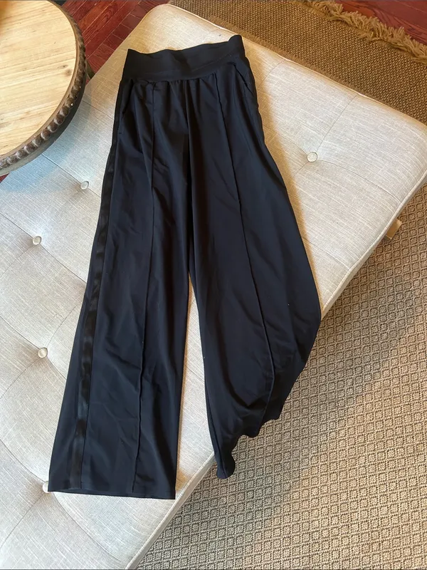 Athleta Black Nolita Wide Leg Satin Trim Size 0P - Image 3