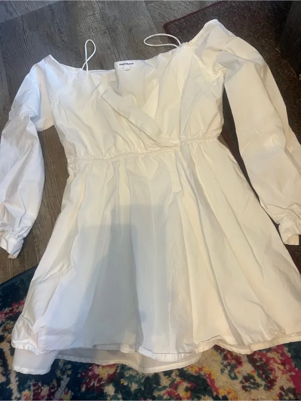 Superdown Leia White Off the Shoulder Long Sleeve Mini Dress Size L - Image 12