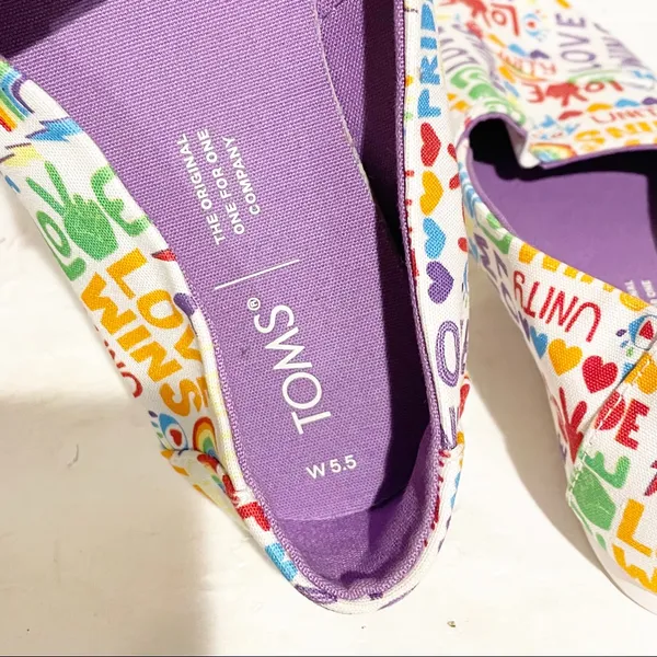 Toms Size 5.5 Pride Alpargata Unity‎ White Multi Womens Slip On Shoes - Image 6