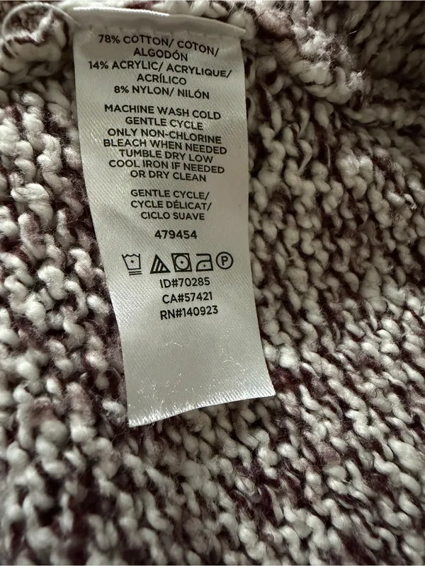 LOFT Marled Knit Crewneck Sweater Women's XS Brown Cream Cotton Blend - Image 7