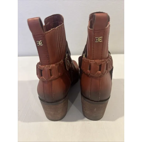 Sam Edelman Dalma‎ Ankle Biker Boots Size 8 Spiced Red Leather Western Boho - Image 5