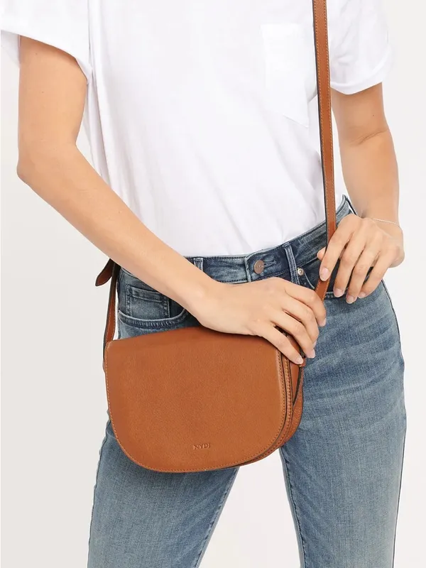 NYDJ‎ Leather Half Moon Crossbody Bag Brown - Image 2