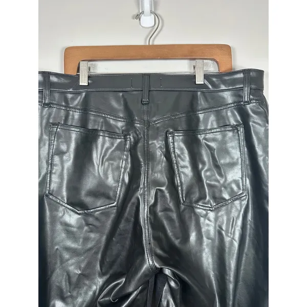 Abercrombie & Fitch Mixed Media Jeans Women 33/16S Black Faux Leather Edgy - Image 7