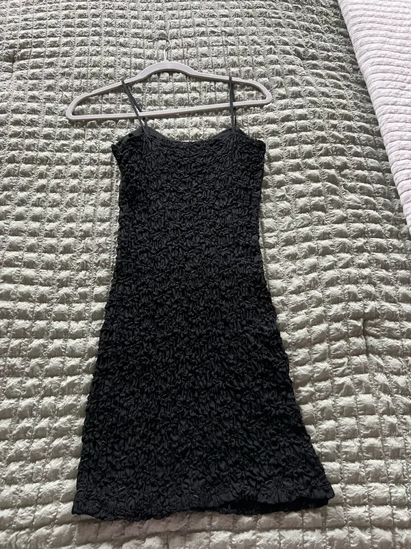 Black lace mini dress with adjustable straps. Size: S #goth #party #lace - Image 3