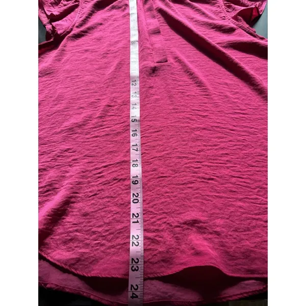 Alex & Lili Short SLV Pullover Silky Blouse Bright Pink High Neck Size Medium - Image 7