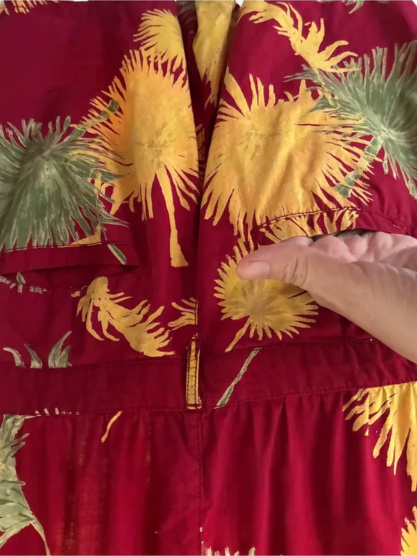 Free People Malibu Romper Burgundy Palm Print Boho M - Image 7