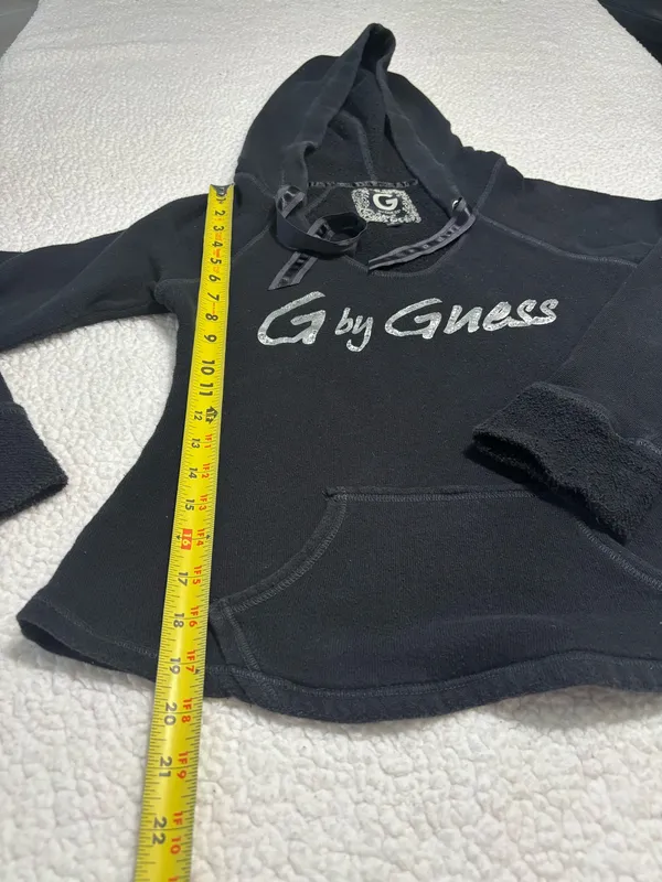 G by Guess Black Pullover Graphic Hoodie Sweatshirt Women's Size XL streetwear - Image 5