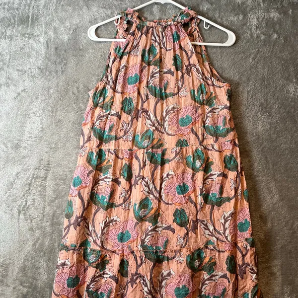 Lola Australia Sapphire 100% Cotton Tiered Maxi‎ Dress Size Small Floral Pink - Image 3