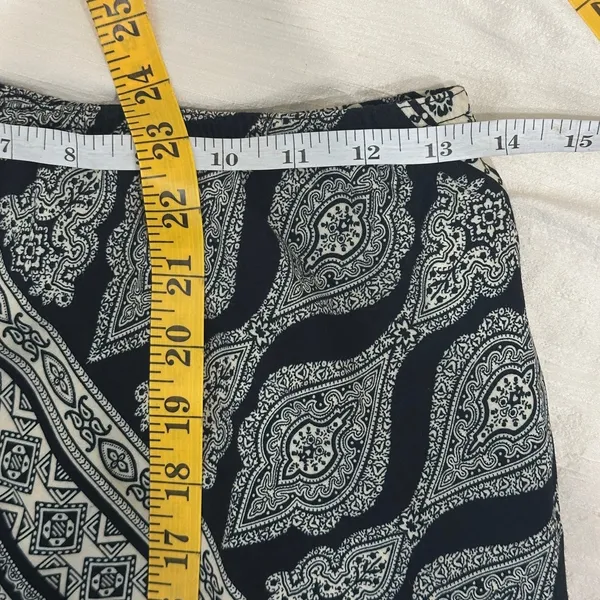 VTG Y2K L'Amadei D.P. Altomonte Black Cream Bandana‎ Print Slip Skirt Boho Small - Image 8