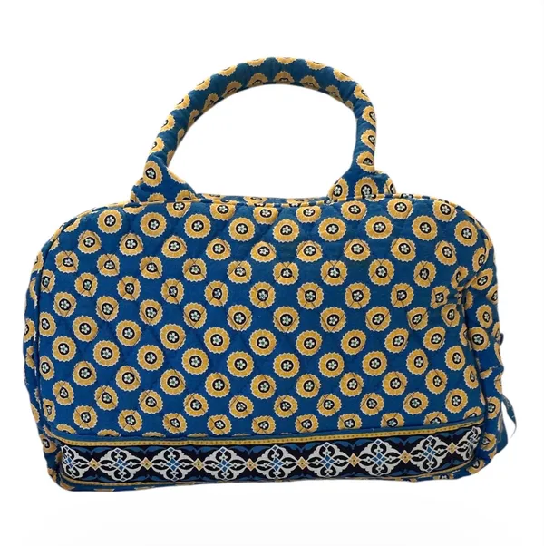 Vera Bradley Vintage Riviera Blue and Yellow Floral-Print Top-Handle Cargo Tote - Image 3