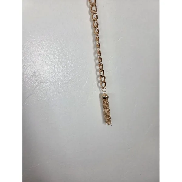 NEW Vince Camuto Gold Metal Chain Hook Belt Purse Strap Tassle Boho Indie M/L - Image 5