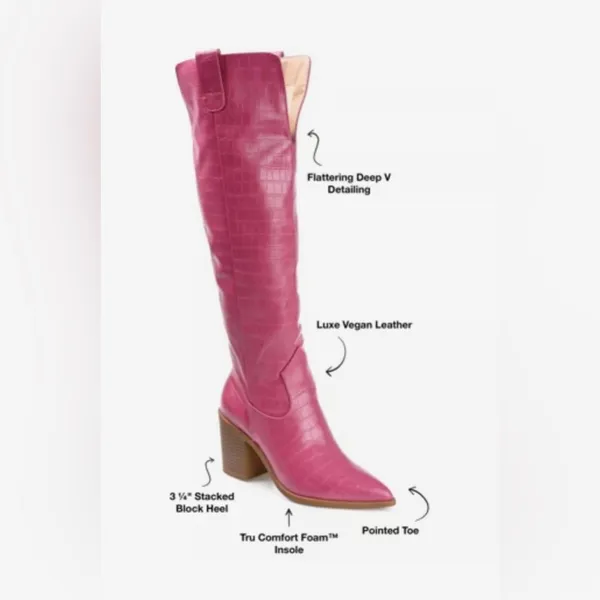 Journee Collection Tan Therese Knee-High Croc-Embossed Boots size 9.5 wide calf - Image 9